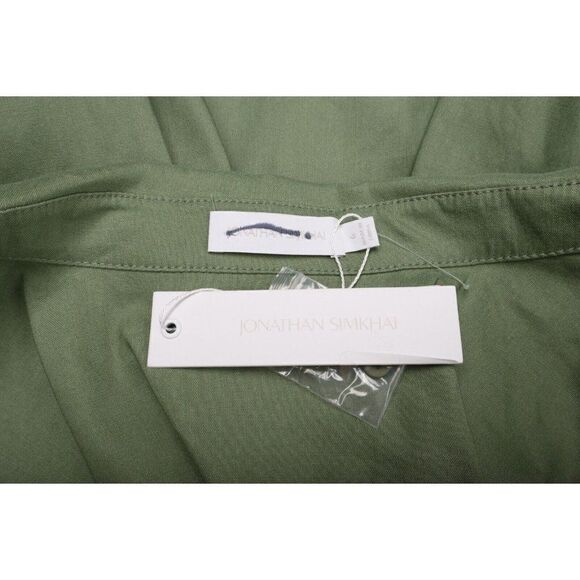 Jonathan Simkhai Womens Sonoma Wrap Shirt Crop Top Linen Sz 6 Green NWT - Picture 6 of 6